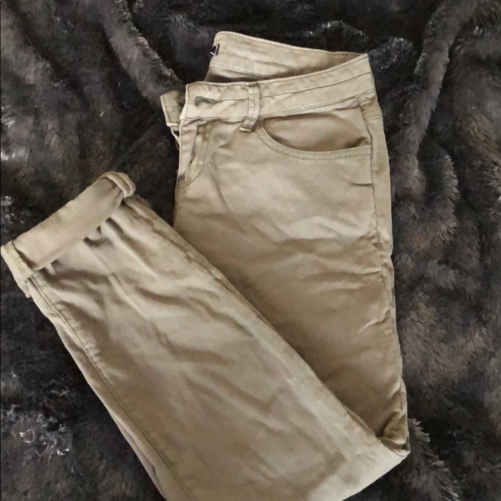Army green skinny pants
